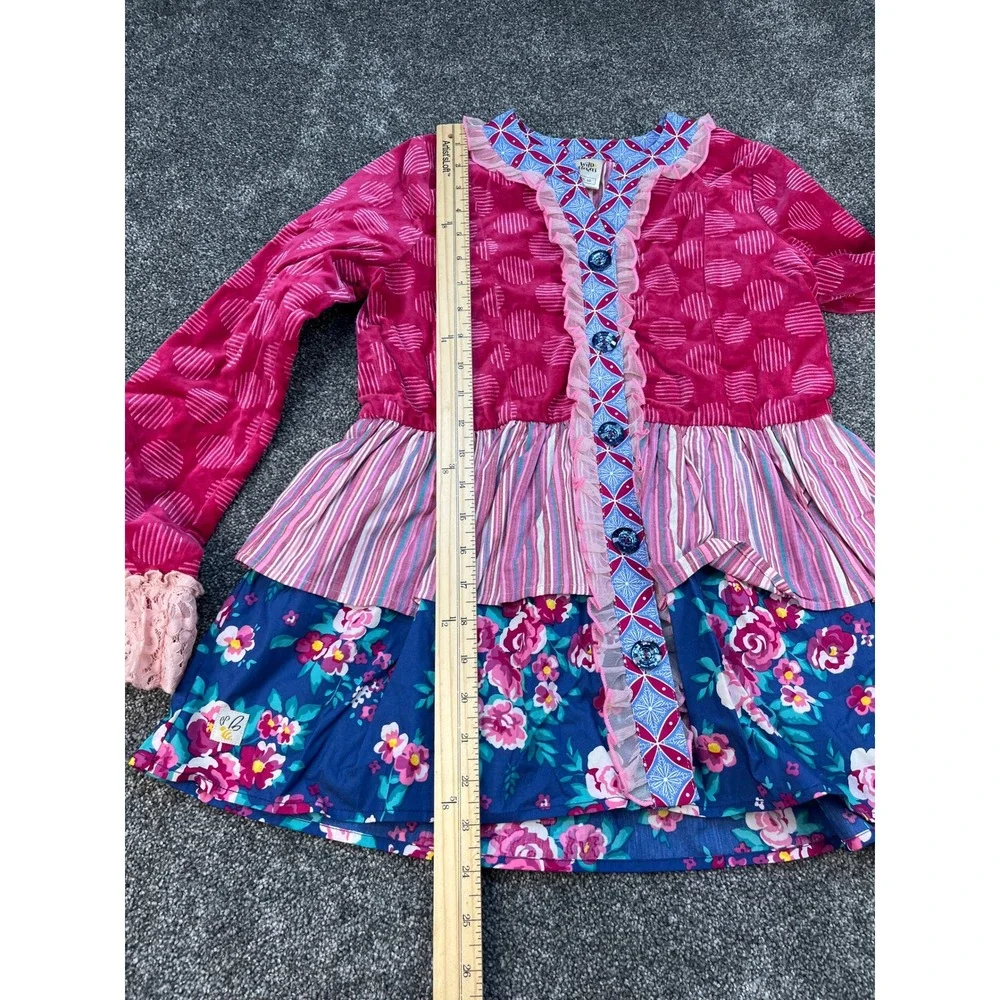 Wildflowers Matilda Jane Mixed Print Velvet Floral Tiered Tunic Dress Girls 10